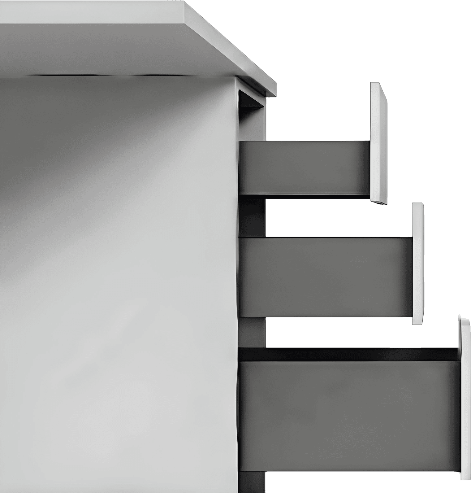 CAELEN tandem drawer extended to show full-extension travel